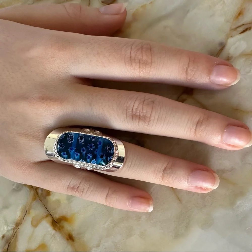 925 sterling Silver and Blue Women's Ring
